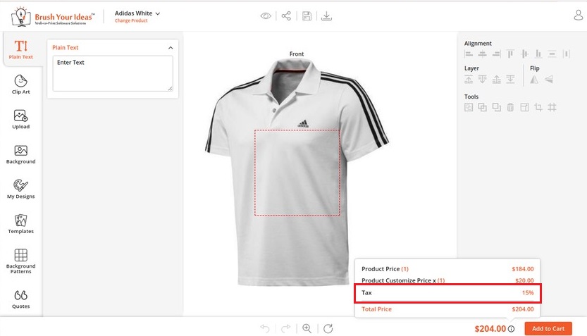 Tax visible if product is opened from the Product detail page
