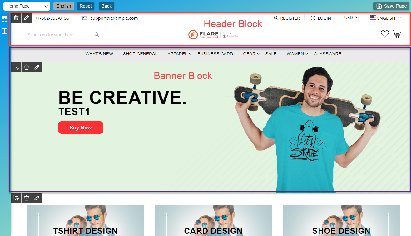 Blocks on Web Page