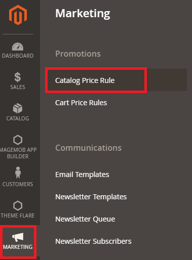 Marketing -> Catalog Price Rule