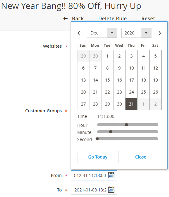 Select Starting Date & Time